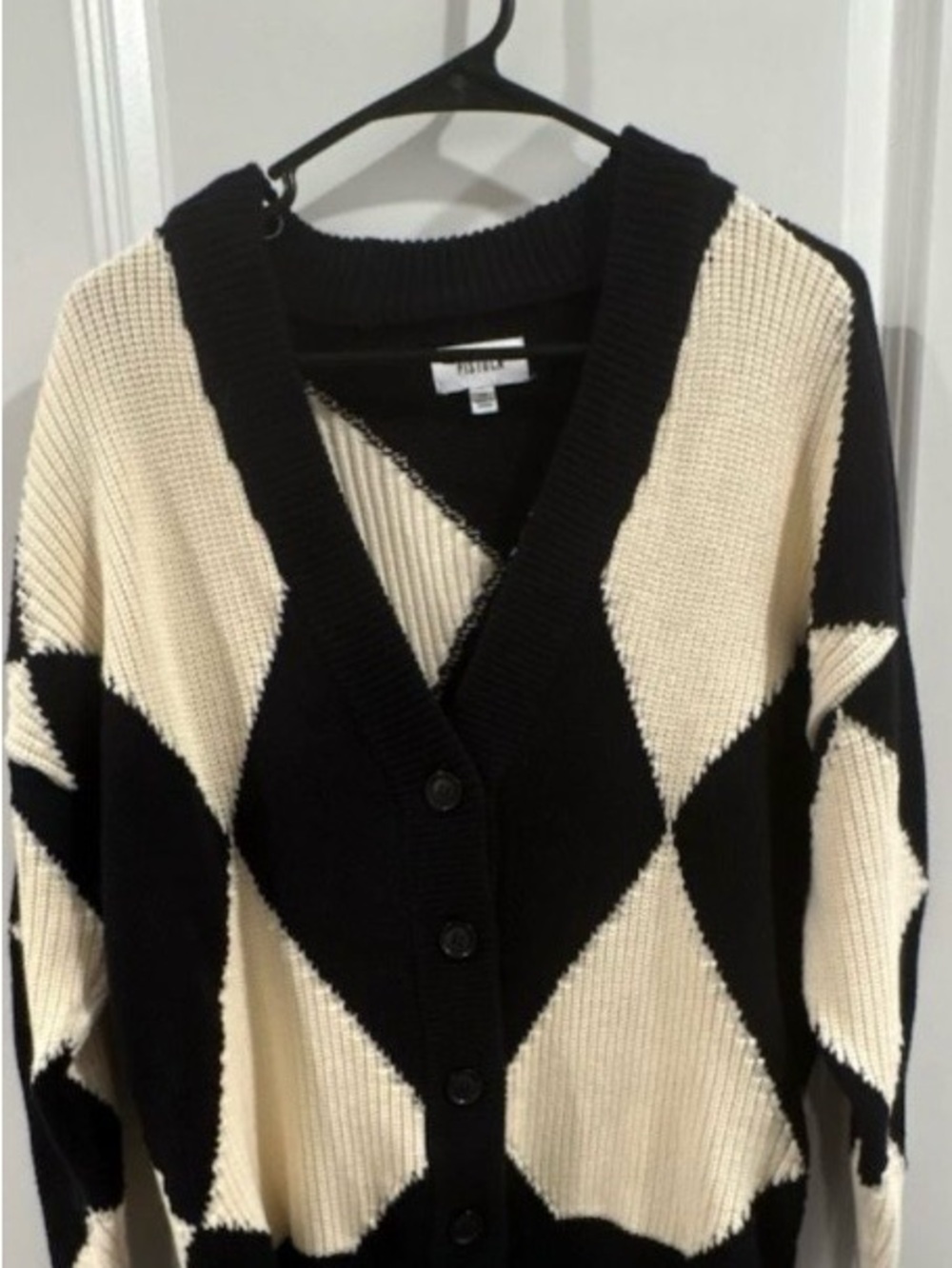 Pistola Black & Cream Argyle Button-Up Cardigan